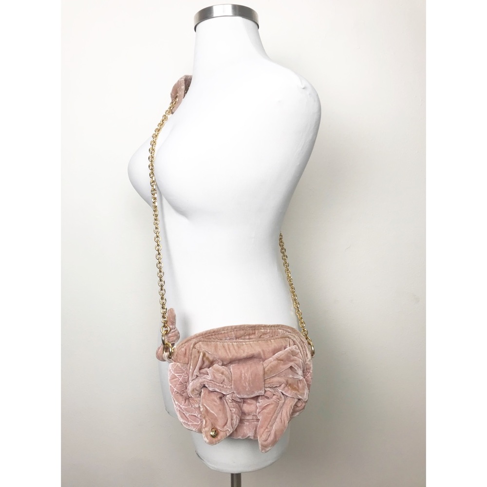 Juicy Couture Pink Velvet plush bow chain purse